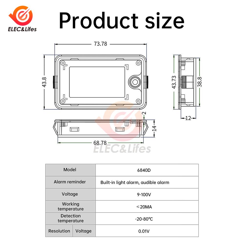 6819D Battery Voltmeter DC 8V-111V Capacity Indicator Power Meter Lithium LiFePO1 lead-acid cell 11V 11V 18V LCD Screen Display