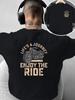 2026 New Tiny Retro Motorcycle Graphic‑Print Unisex Tee, Mini Vintage Bike With Arc‑Shaped Text Small Left‑Chest Print Casual Street‑Wear Top