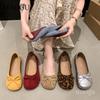 Multi-Color Women's Bowknot Flat Ballet Shoes Suede Casual Shoes Slip-on Comfortable Low Heel Pumps Ladies Daily Footwear Spring