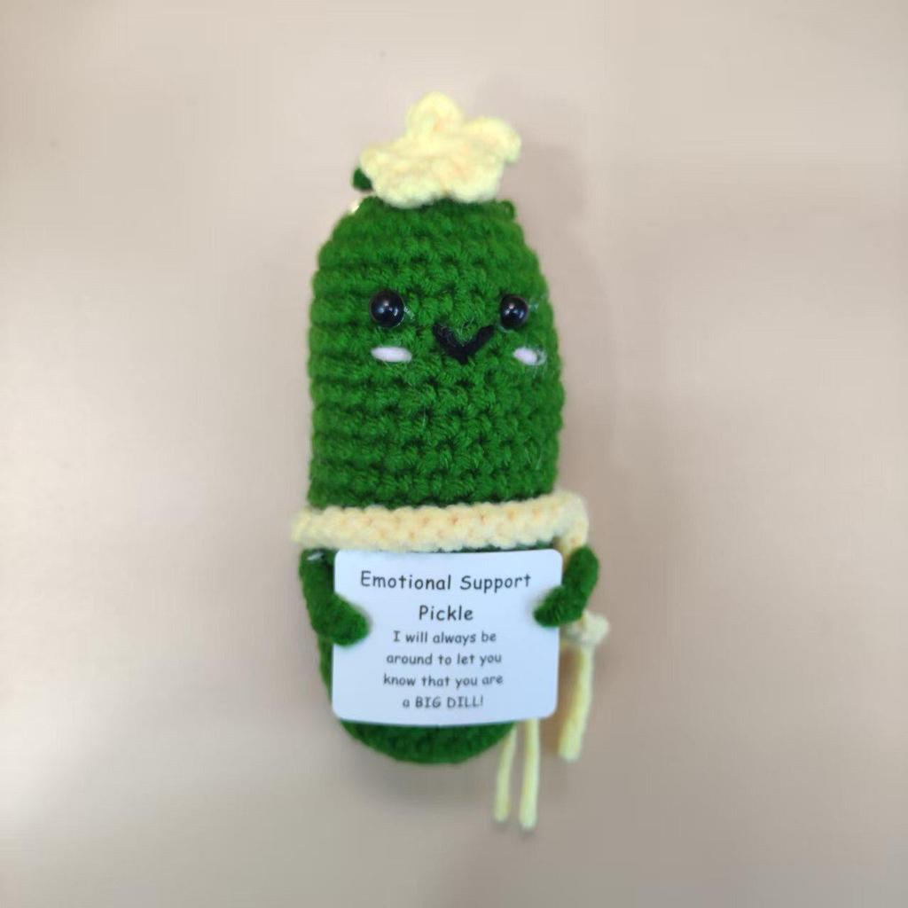 Handmade Crocheted Cucumber Doll Keychain: Emotional Support & Positive Energy Decor Gift