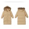 Chinese Style Cotton Coat with Fur Collar Women Winter Long Loose Solid Color Warm Jacket