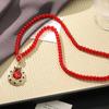 Retro Red Crystal Pendant Necklace: Versatile, High-End Fashion Accessory for Women