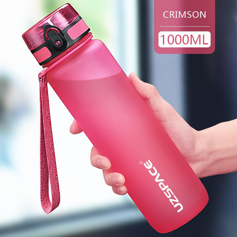 UZSPACE Sports Water Bottle BPA Free 500/1000ml Tritan Frosted Plastic Leakproof Shaker Tea Filter Cup For Outdoor Travel