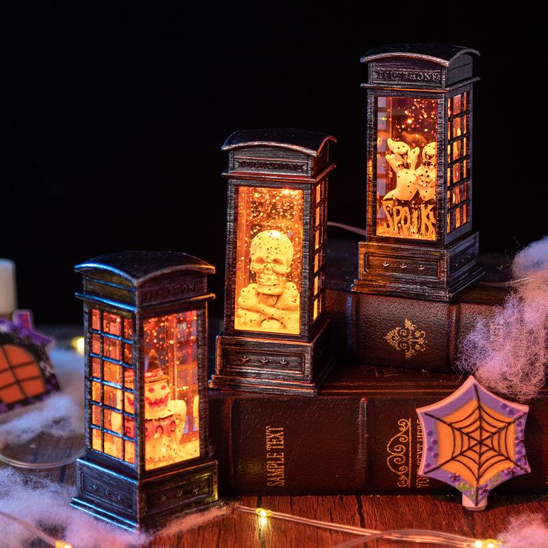 Halloween Pumpkin Lantern Ghost Lantern Ghost Festival Skull Wind Lantern Halloween Night Light Desktop Ornament Candle Lantern