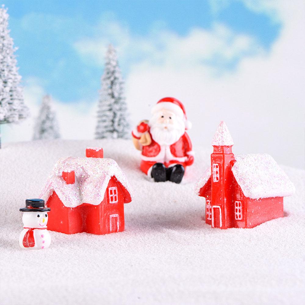 Christmas New Products Gifts Elk Snowman Santa Claus House Villa Creative Resin Micro Landscape Snow Cute Decoration Craft