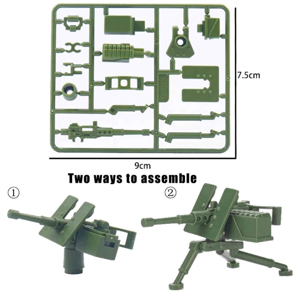 WW2 Military MOC Building Block Soldier Printed Weapon Case Rack Drone Bomb Disposal Mortar Gatling Maxine Gun DIY Toy Gift K046