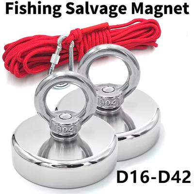 D16-D42 Super Silný Magnetický Neodýmový Rybársky Magnetický Hák Odolný Vzácny Zemitý s Zapustenou Dierou Očková Skrutka Záchranný Magnetický