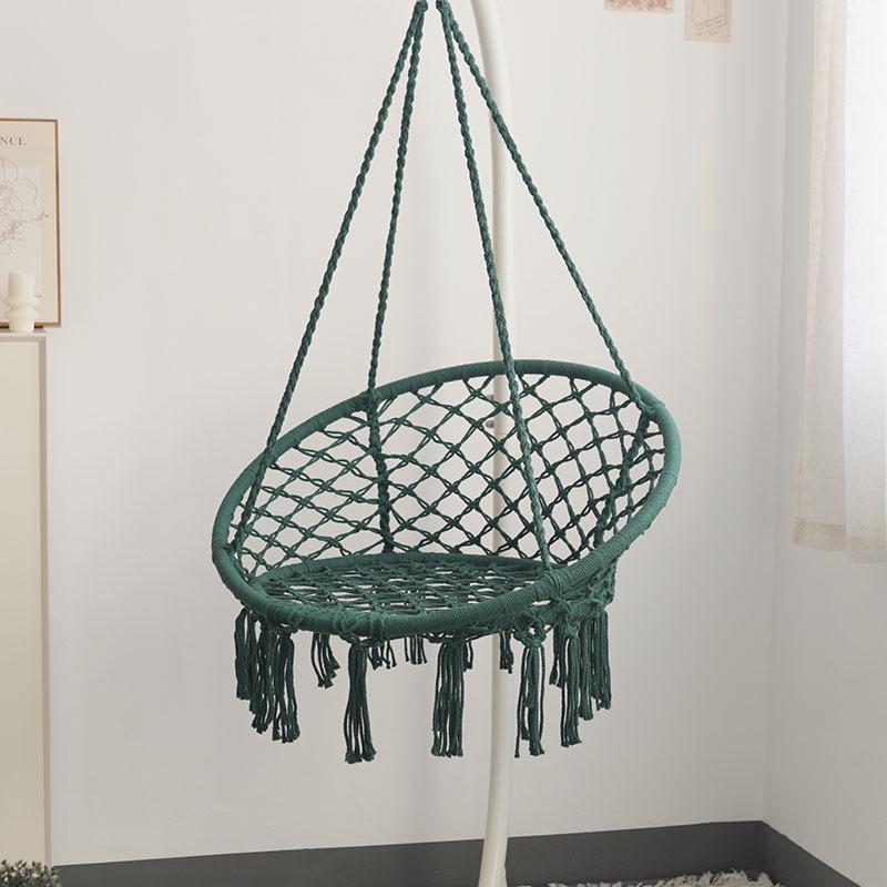Nordic Style Cotton Rope Hanging Chair with Tassels - Indoor/Outdoor Swing Lounge