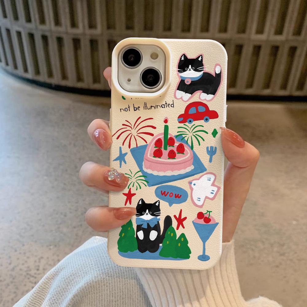 Strawberry Cake Cat for IPhone 16 Mobile Phone Case for IPhone15/14plus/13promax Silicone 12
