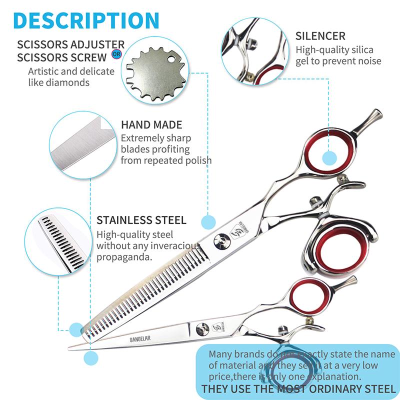 SANGELAR 6-Zoll-Top-Haarscheren-Set mit drehbarem Griff, professionelles Friseur- und Friseur-Set, professionelles Friseur- und Friseurscheren-Set