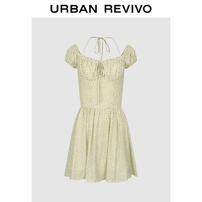 UR2026 Women s Floral Halter Ruched Dress S