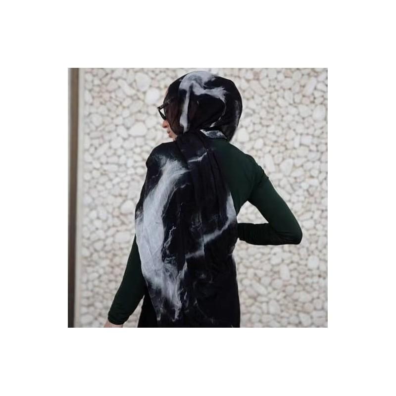 Cotton Scarf With Watercolor Tiedye Pattern For Casual Autumn Wear