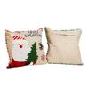 Christmas Cushion Covers Santa Claus Hugging Pillowcase Linen Embroidery Sofa Printing Pillow Cover Party Home Hotel Car