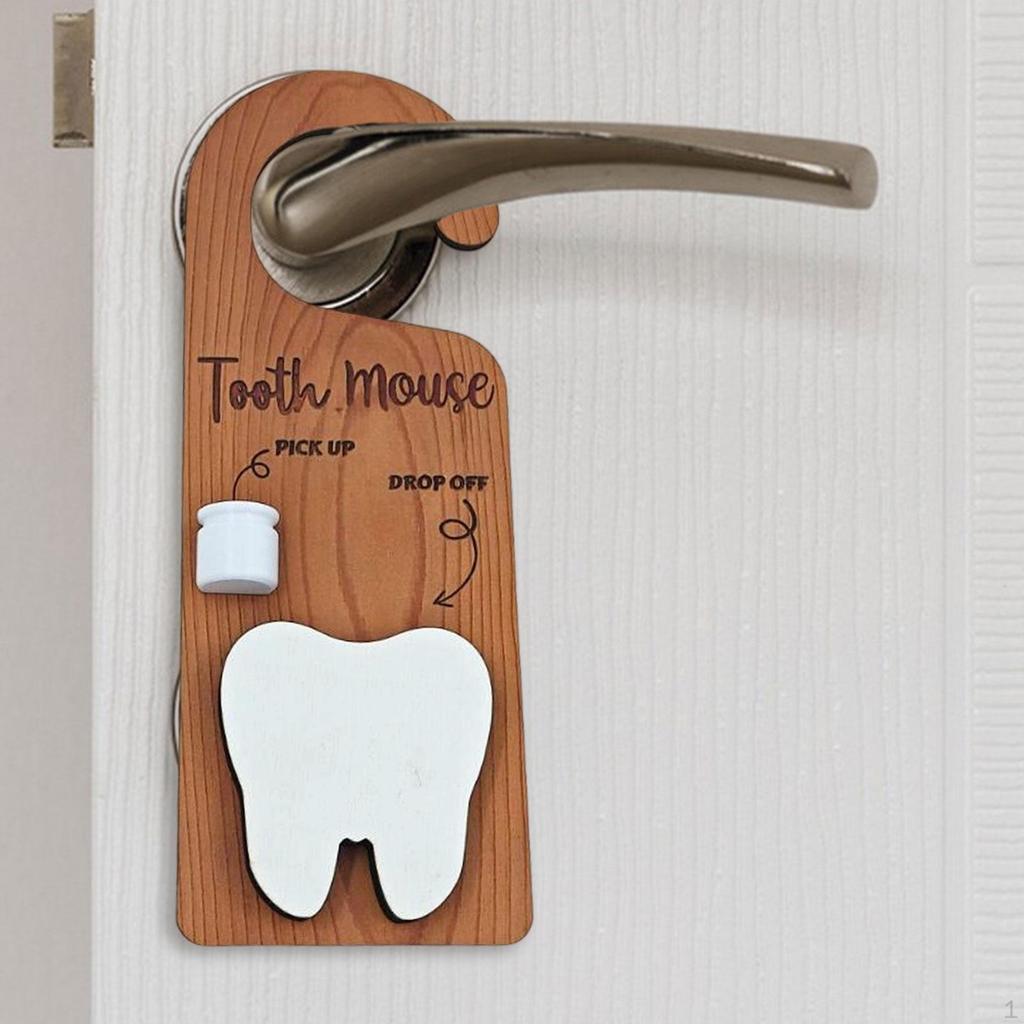 Wooden Tooth Door Hanger Decorative Sign Nursery Encourage Gift Pick up Box Holder for