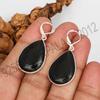 Black Onyx Pear Shape Earrings In 925 Sterling Silver Plated Handmade Dangle Jewelry Leverback Earrings
