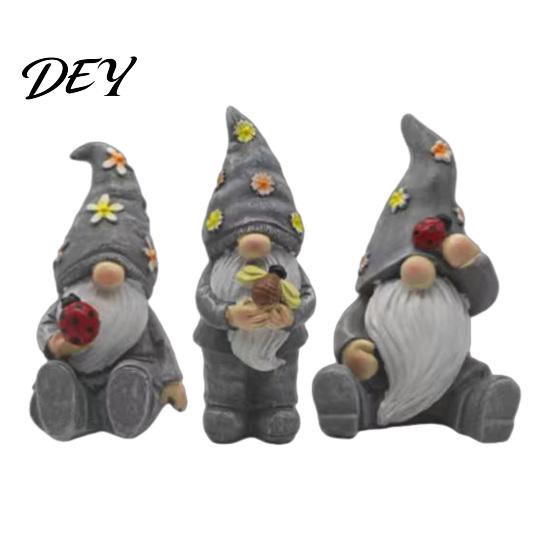Decorative Yard Sculptures Halloween Garden Gnome Figurine, Vintage Flower Mushroom Elf Dwarf Statue Handmade Resin Statues for Patio Yard, Waterproof