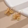 Vintage Gold Color Double-Layer Hollow Flower Hoop Earring for Women Punk Geometric Metal Ginkgo Leaf Earrings Jewelry Gifts