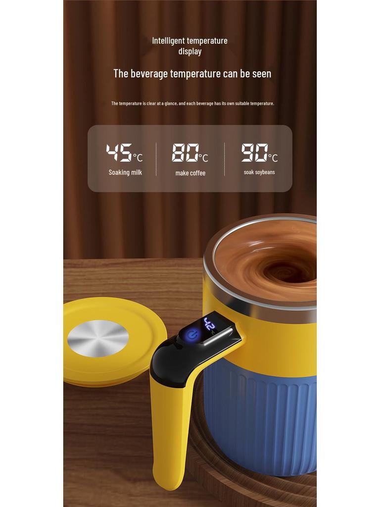 2026 Electric Mixing Mug with Temperature Display – Perfect for Coffee, Smoothies, Tea, and Travel.
