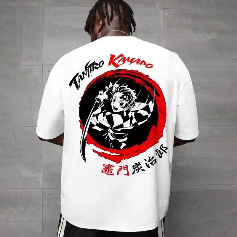 

Demon Slayer Mens Tshirt Tanjiro Kamado Summer Anime Tee Spring Autumn Boy Trendy BreathableShortsleeved Parentchild Wear S