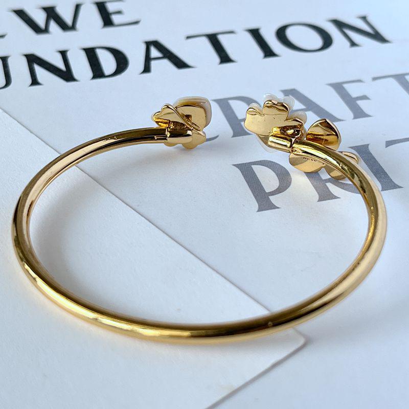 Stilvolles Luxus Blumen Muschel Inlay Offenes Metallarmband