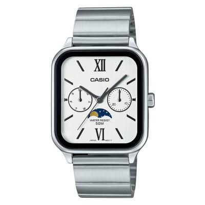 Standard Analog Moon Phase Stainless Steel White Dial Quartz MTP-M305D-7A2V Men's Watch