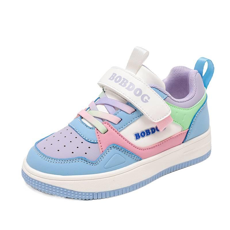 Babu Bean Girls Sneakers Spring and Autumn Leather Comfortable Medium and Older Children's Casual Low-top Children's Girls Board Shoes