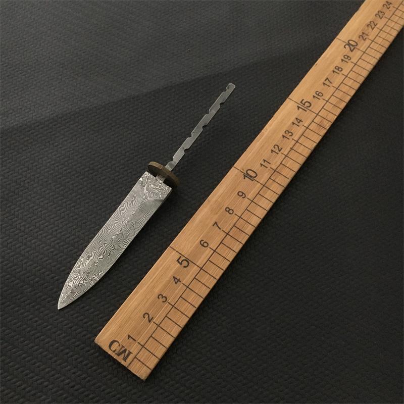 DIY Semi-finished Damascus Steel Pattern Pu'er Tea  Knife Blank Accessories for Pu'er & Dark Tea Ceremony DIY Knife Cutter Tool