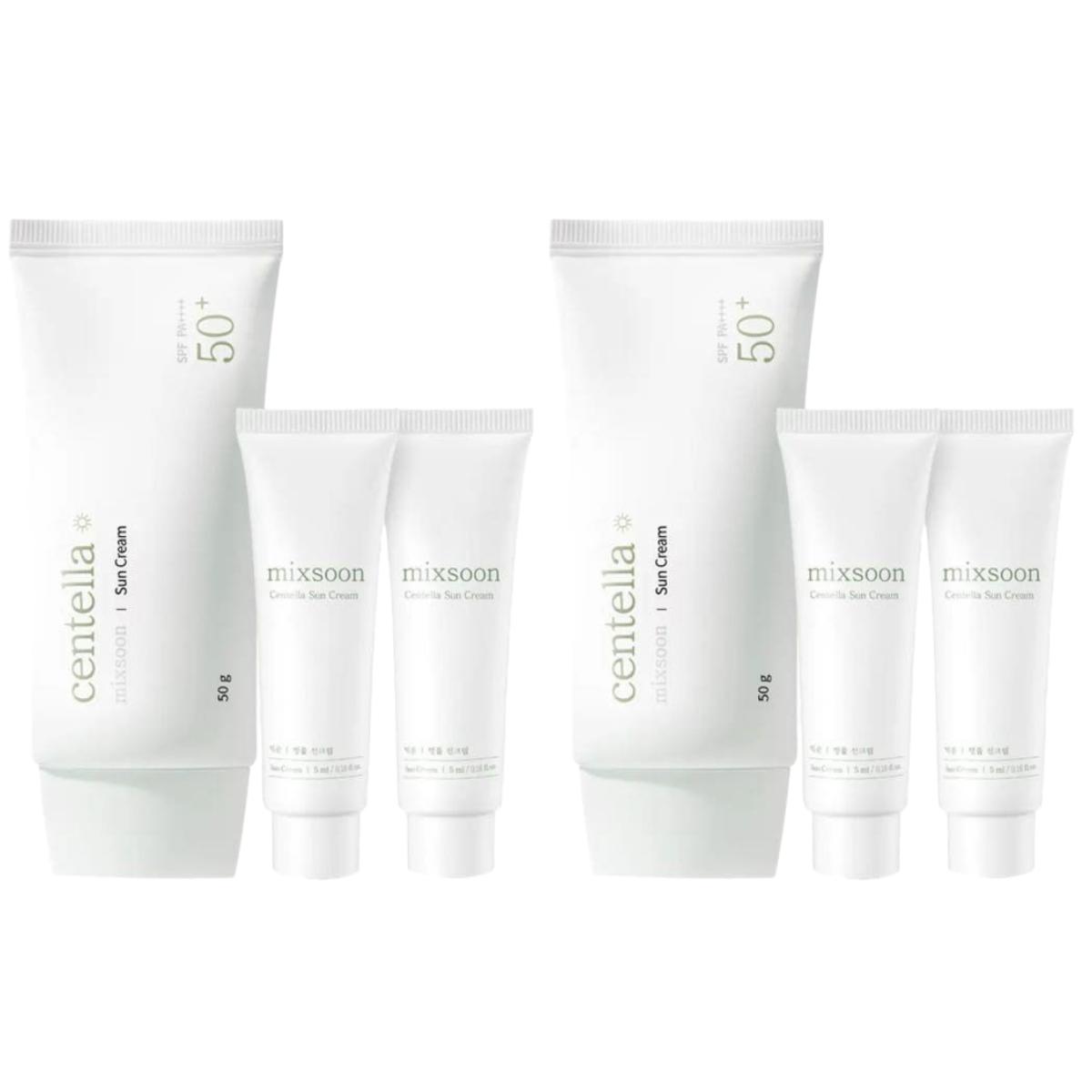Mixsoon Centella Sun Cream SPF 50+ PA++++ Soothing & Hydrating 1+1 Set (50ml x 2ea + 5ml x 4ea)