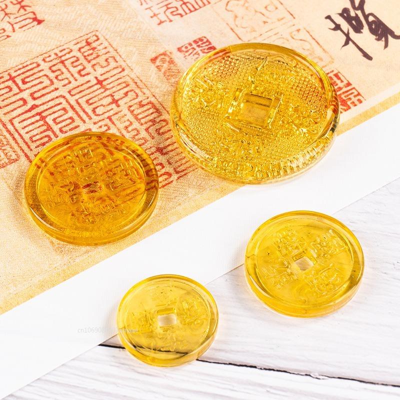 

25-35 мм Древнекитайские глазурованные монеты Цяньлун Тунбао Украшения Фэншуй Счастливые Антикварные Поделки Домашний Коллекционный Декор 25mm жёлтый