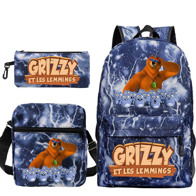 Printed primary and secondary school students backpack shoulder bag pencil bag three-piece combination