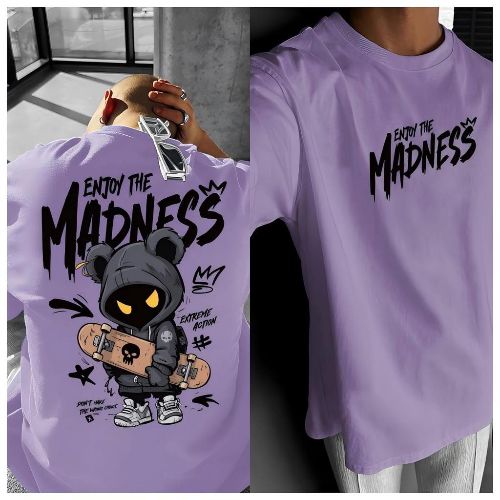 European and American Men's New Design Summer Cartoon Print Micro Elastic Breathable Round Neck T-Shirt Outdoor Street Top
