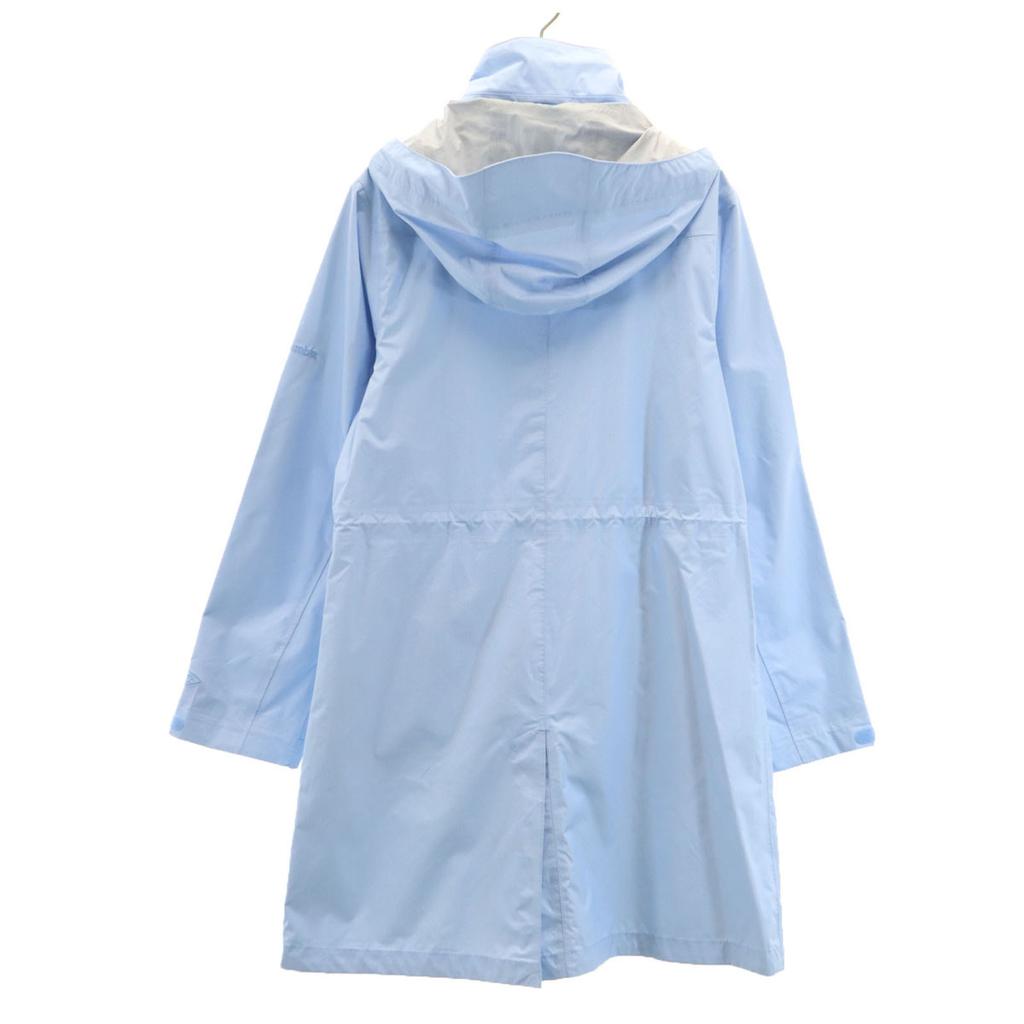 Columbia Striped Pattern Raincoat M Light Blue With Storage Bag Women Used