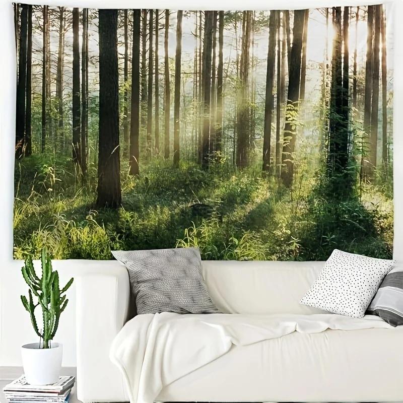 Natural Forest Tree Landscape Wall Hanging Tapestry Art Bedroom Living Room Dormitory Decoration