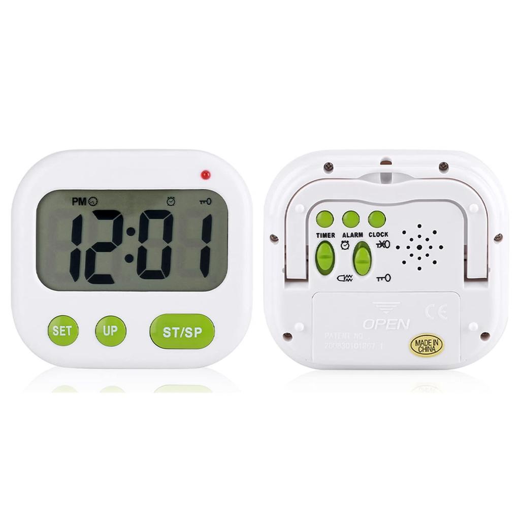 J-ouuo Under-the-Pillow Vibrating Alarm Clock, Music/Vibration Digital LCD Alarm Clock with Backlight, Electronic Kitchen Timer