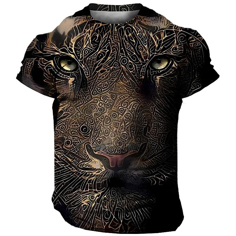 2026 Men's Animal Fierce Tiger Stripe T shirt 3D Print Short Sleeve T-shirt Outdoor Sports Top Oversized Casual Daily Streetwear