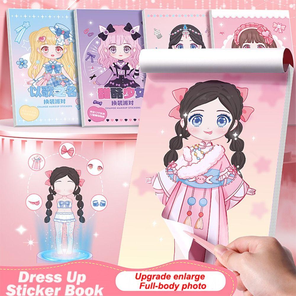 Dress Up Sticker Book Girl Sticker Book Children's Cartoon Makeup Show Puzzle Cartoon Handmade DIY Book