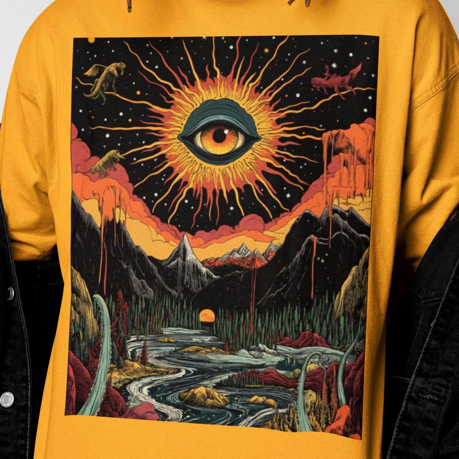 Surreal Psychedelic Shirt | Trippy Weirdcore Graphic Tee | Visionary Cosmic Art | Men’s Festival Shirt 3XL