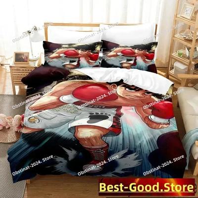 Fighting Spirit Hajime No Ippo Anime Bedding Set Print With Pillowcase Bed Duvet Cover Soft Single Double Queen Super King Size
