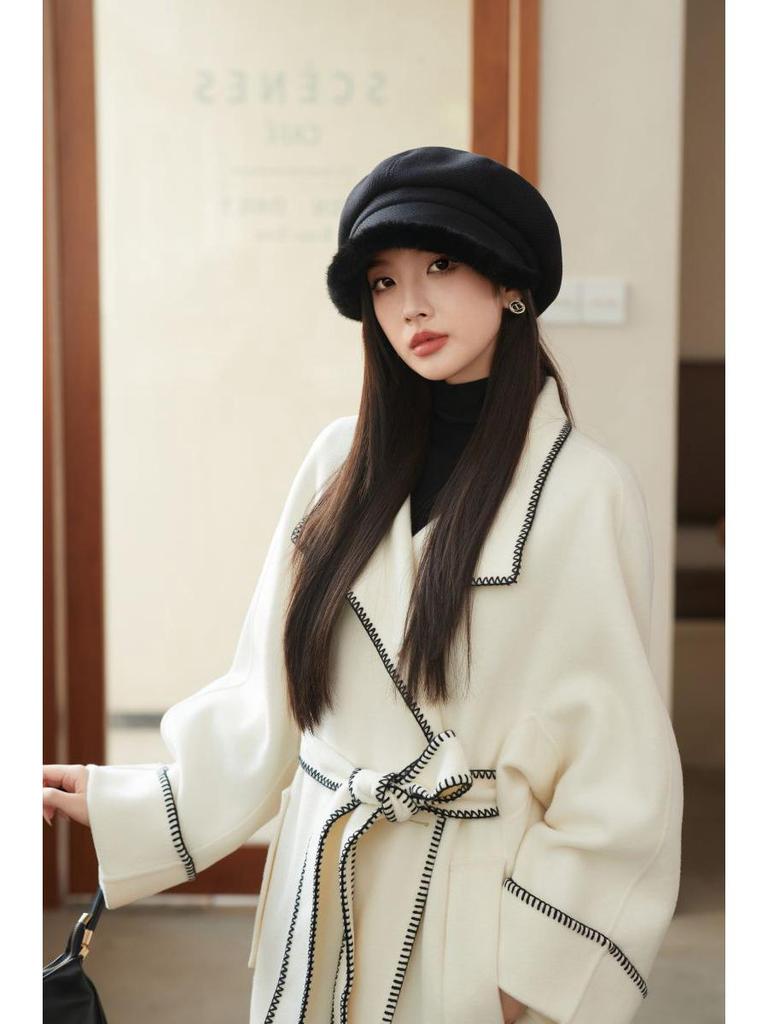 Women's Korean-Style Plush Octagonal Painter Hat - British Fashion, Autumn/Winter, Trendy Newsboy Cap