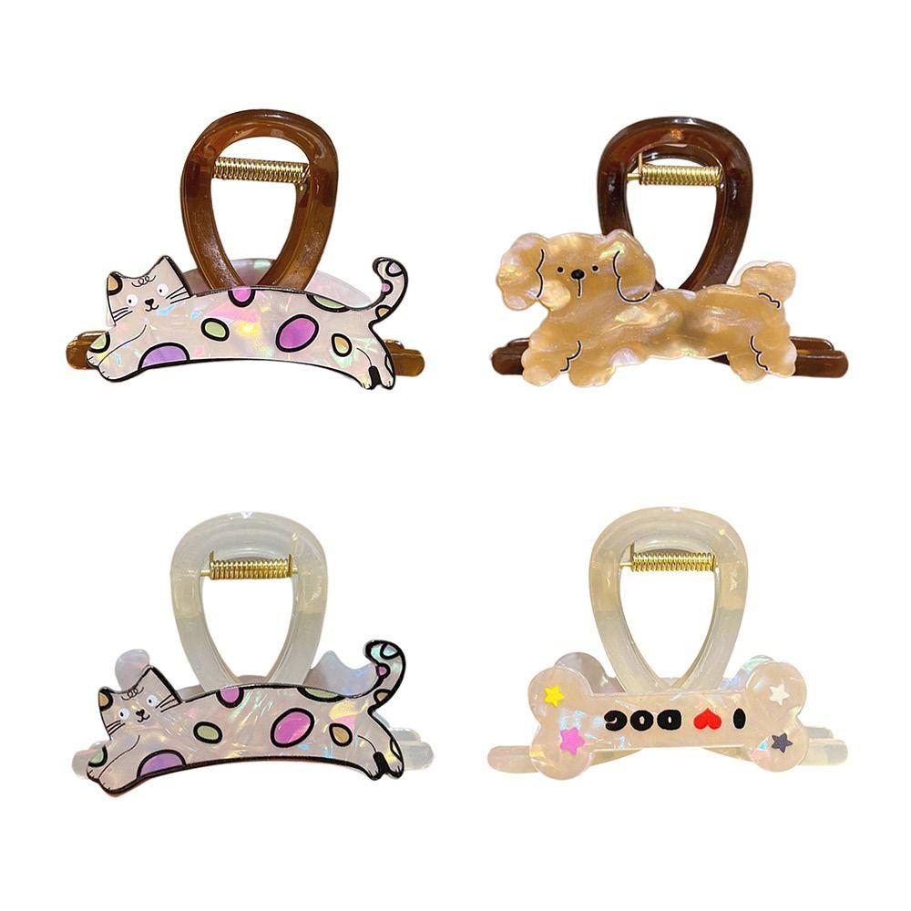Cartoon Bow Knot Shark Clip Cat Dog Hairgrips Hair Bun Bow Hair Claw  Girl Lady Women