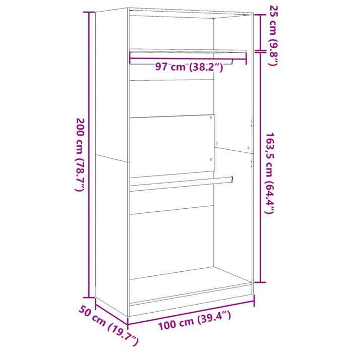 VidaXL Wardrobe Concrete Grey 100x50x200 Cm Chipboard, Storage Cabinet, Wardrobe Organizer, Cabinet, Closet, 3307804