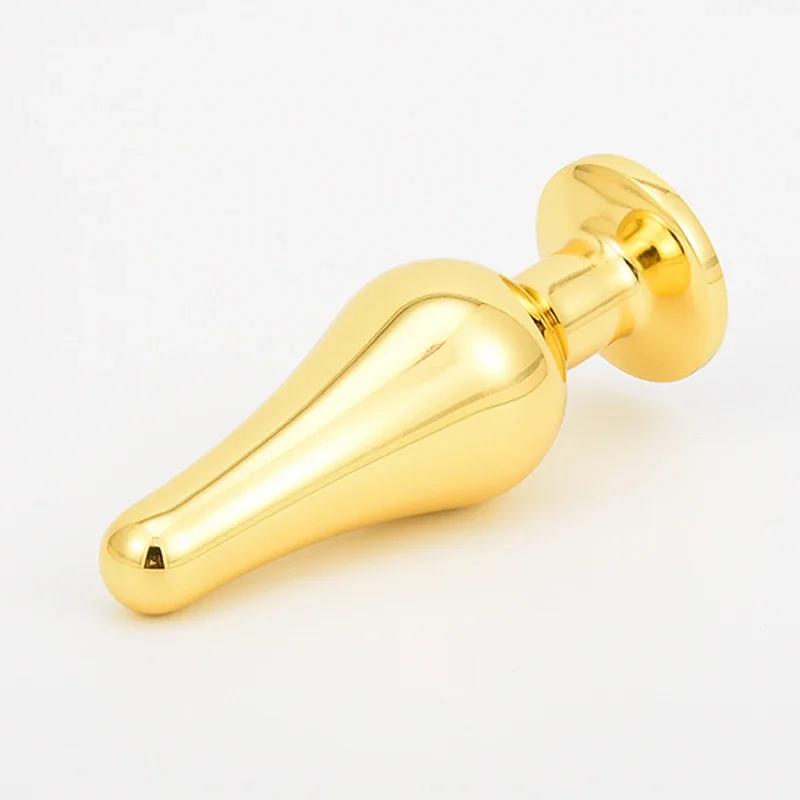 Golden Stainless Steel Anal Plug Crystal Metal Butt Plug Stimulator Anal Sex Toys for Couples Prostate Massager Dildo 3 Size