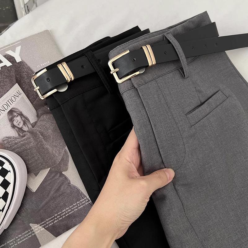 Women's High-Waisted Gray Slimming Skirt - 2024 Spring School Style Fashion, Anti-Exposure Hip-Hugging Skirt with Letter Design