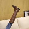 Autumn and winter new women's fashion belt buckle high boots low heel round head large size boots Martin boots