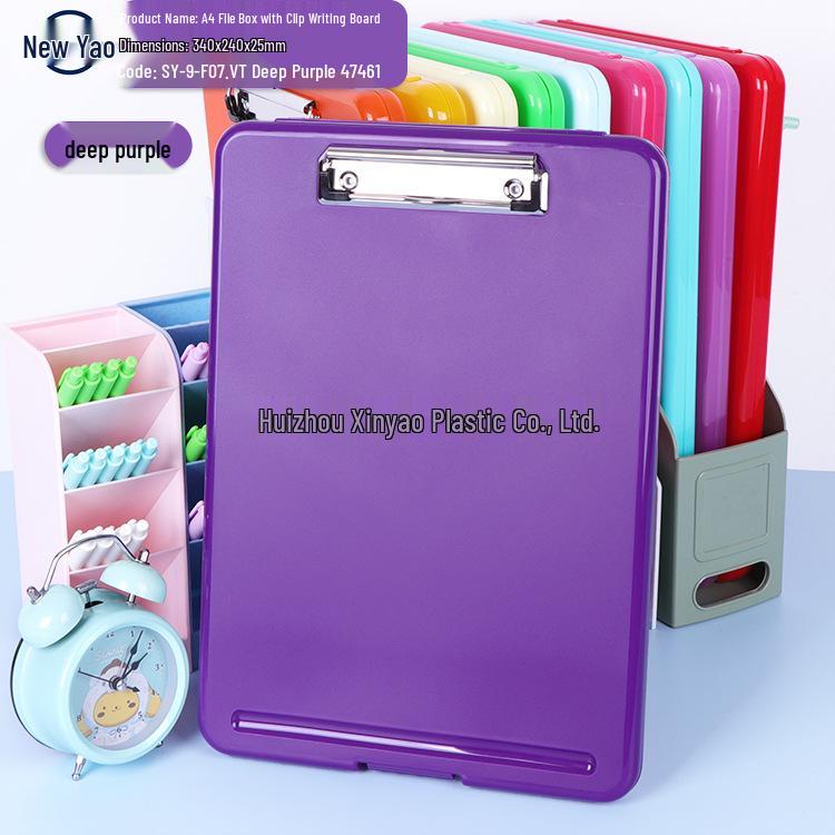 Large Capacity A4 File Box with Pen Slot & Clipboard for A5 Paper Storage