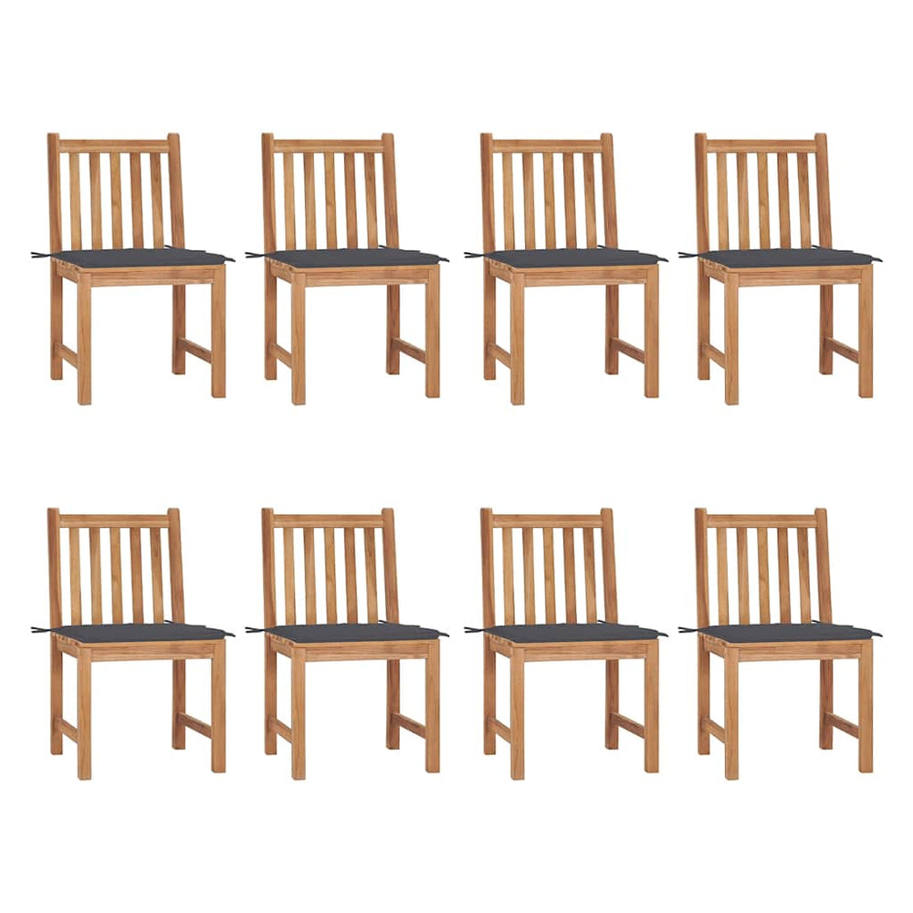 Garden Chairs Set of 8 with Cushions Solid Teak Wood