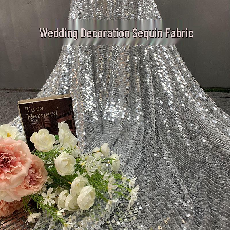 Gold & Silver Glitter Sequin Fabric for Wedding & Birthday Decor