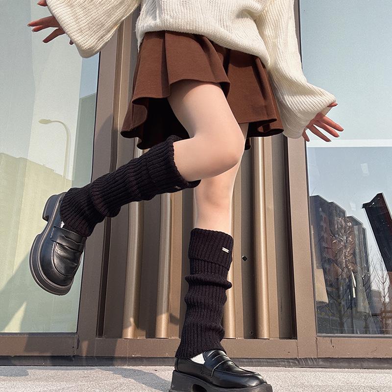Luochi Women's White Knit Leg Warmers - Y2K Style Slouch Socks for Autumn/Winter