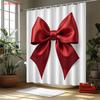 Elegant Red Bow Shower Curtain White Background Polyester Bath Curtain with Hooks for Modern Bathroom Decor