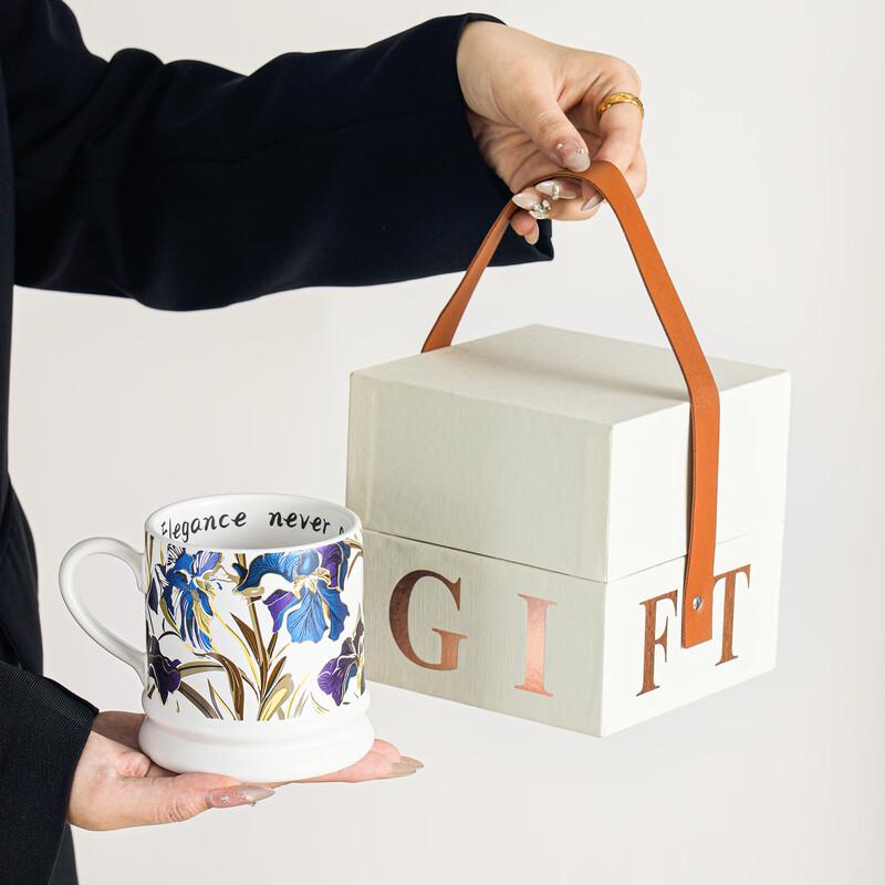 OLOEY French Vintage Purple Iris Ceramic Coffee Mug